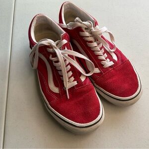 Vans Red and White Sneakers size 8
